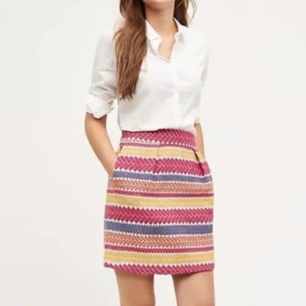 Striped Multicolor Knit Mini Skirt - Women's Pink